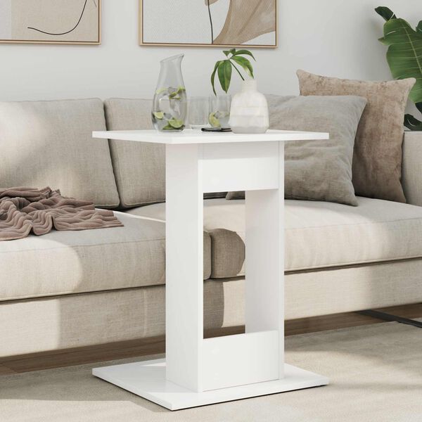 vidaXL Table d'appoint Blanc 45 x 40 x 62,5 cm Bois d'ing&eacute;nierie