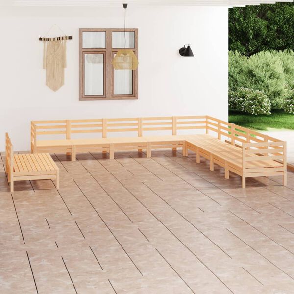 vidaXL Salon de jardin 11 pcs Bois de pin massif