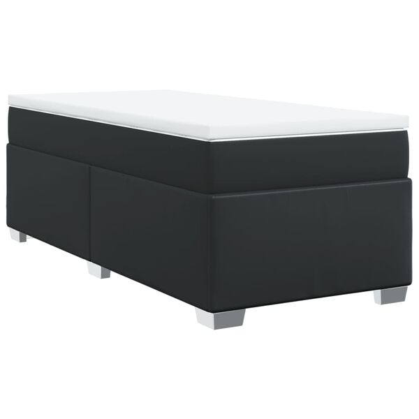 vidaXL Sommier &agrave; lattes de lit avec matelas Noir 90x200 cm Similicuir