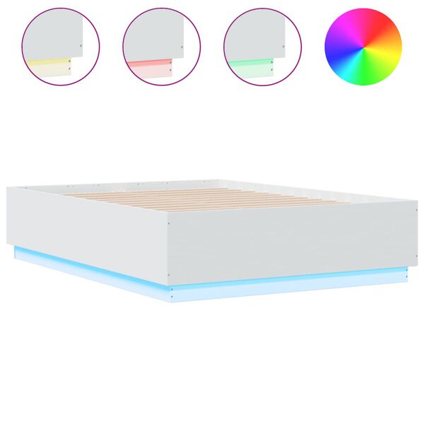 vidaXL Cadre de lit avec LED sans matelas blanc 120x190 cm