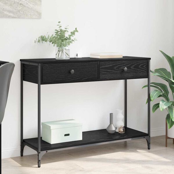 vidaXL Table console Ch&ecirc;ne noir 100 x 34,5 x 75 cm Bois d'ing&eacute;nierie