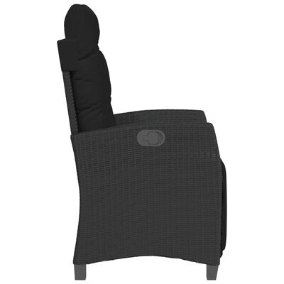 vidaXL Chaise inclinable de jardin et repose-pied noir résine tressée