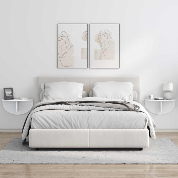 vidaXL &Eacute;tag&egrave;re Murale Blanc brillant 48 x 24 x 24 cm Bois d'ing&eacute;nierie