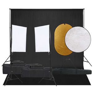vidaXL Kit de studio photo avec &eacute;clairage toile de fond et r&eacute;flecteur