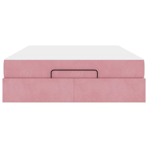 vidaXL Cadre de lit avec matelas avec matelas 2 pcs Rose Velours