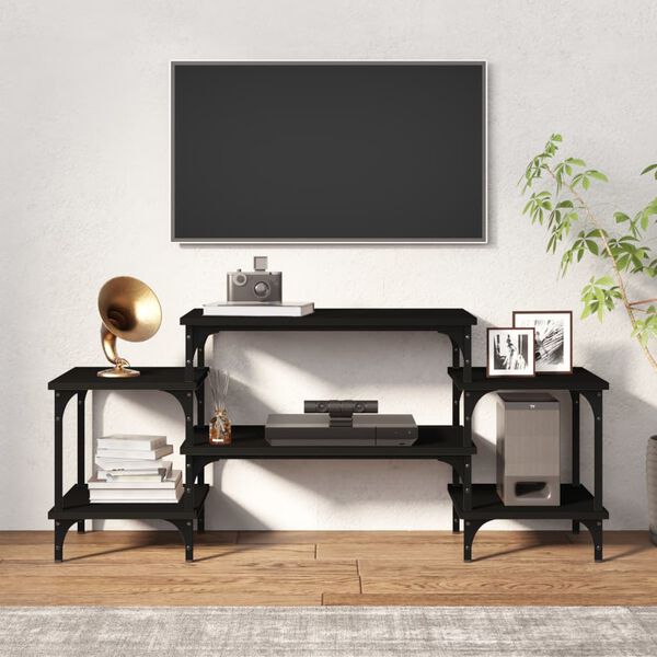 vidaXL Meuble TV noir 117x35x52 cm bois d'ing&eacute;nierie