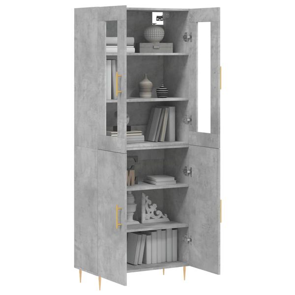 vidaXL Buffet haut Gris b&eacute;ton 69,5x34x180 cm Bois d'ing&eacute;nierie