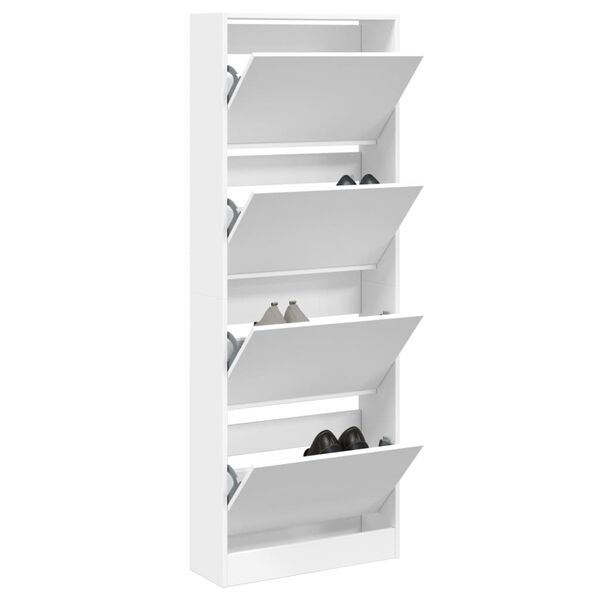 vidaXL Armoire &agrave; chaussures blanc 60x21x163,5 cm bois d'ing&eacute;nierie