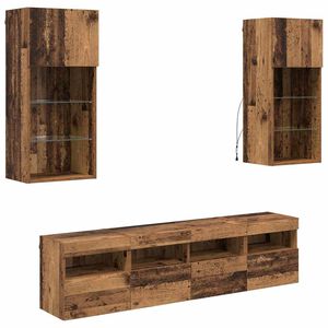 vidaXL Unit&eacute;s murales TV avec LED 5 pcs Bois Ancien 40,5 x 30 x 90 cm
