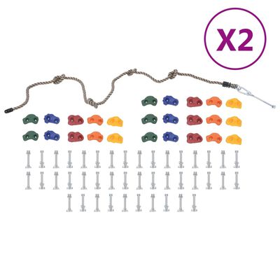 vidaXL Pierres d'escalade avec corde 50 pcs Multicolore