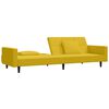 vidaXL Canap&eacute;-lit &agrave; 2 places avec deux oreillers Jaune Velours