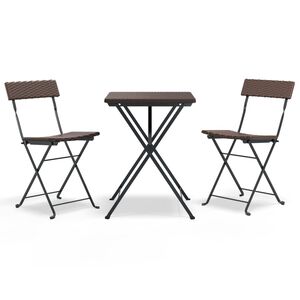 vidaXL Ensemble de bistro pliable 3 pcs Marron R&eacute;sine tress&eacute;e