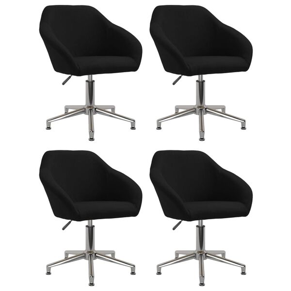 vidaXL Chaises pivotantes &agrave; manger lot de 4 noir tissu