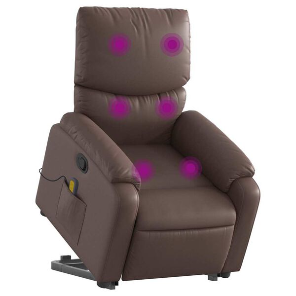 vidaXL Fauteuil inclinable de massage Marron Similicuir