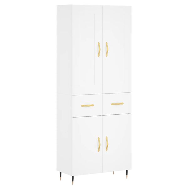 vidaXL Buffet haut Blanc 69,5x34x180 cm Bois d'ing&eacute;nierie
