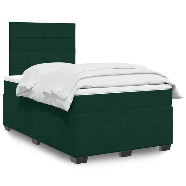 vidaXL Sommier &agrave; lattes de lit avec matelas vert fonc&eacute; 120x190 cm
