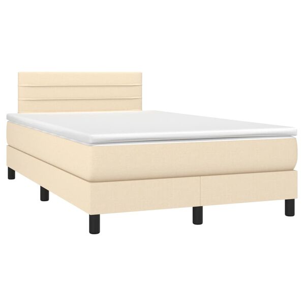 vidaXL Sommier &agrave; lattes de lit matelas et LED cr&egrave;me 120x190 cm tissu