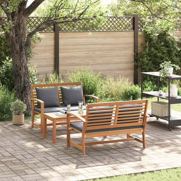 vidaXL Ensemble de canap&eacute; de jardin 3 pcs Naturel Bois de teck massif