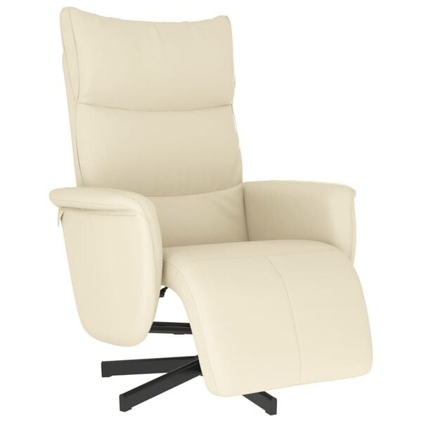 vidaXL Fauteuil inclinable avec repose-pieds cr&egrave;me similicuir