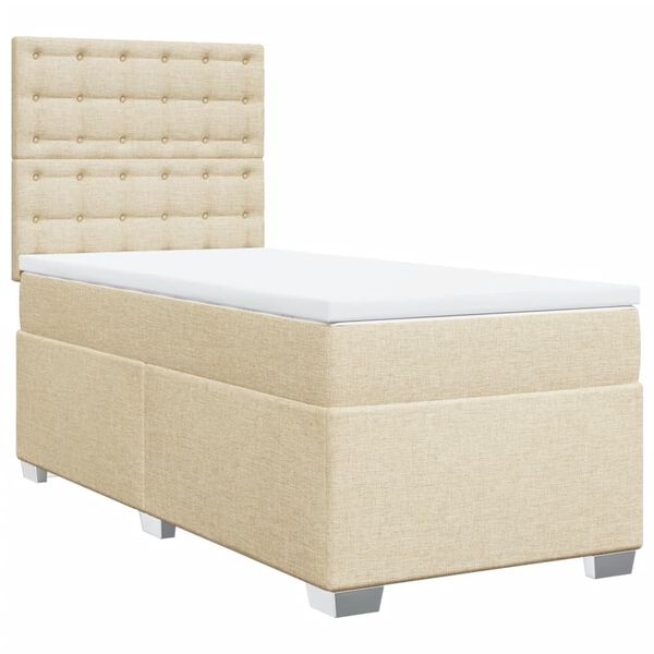 vidaXL Sommier &agrave; lattes de lit avec matelas Cr&egrave;me 80x200 cm Tissu
