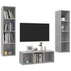 vidaXL Ensemble de meuble TV 3 pcs Gris béton Bois d'ingénierie