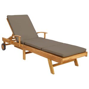 vidaXL Chaise longue avec coussin 100% Polyester Teck Solide