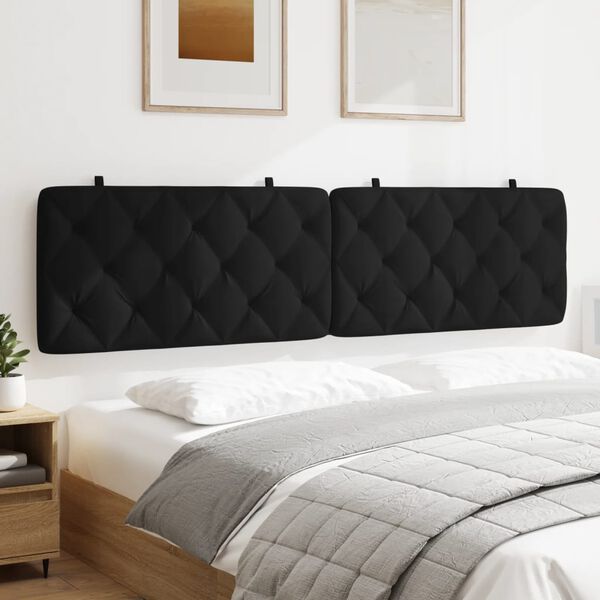 vidaXL Coussin de t&ecirc;te de lit noir 200 cm velours