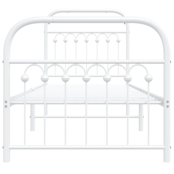 vidaXL Cadre de lit m&eacute;tal sans matelas avec pied de lit blanc 75x190cm