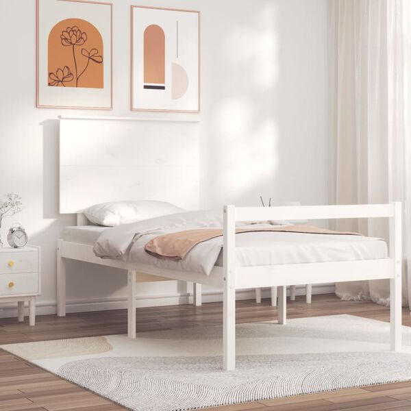 vidaXL Lit pour personne &acirc;g&eacute;e sans matelas blanc bois massif