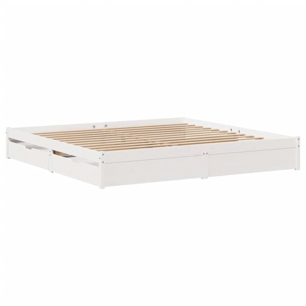 vidaXL Cadre de lit sans matelas blanc 200x200 cm bois massif de pin