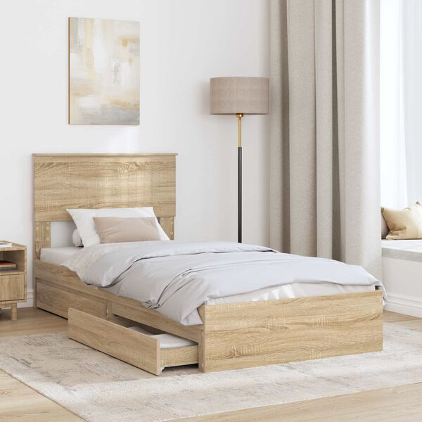 vidaXL Lit de Rangement Ch&ecirc;ne Sonoma 90 x 200 cm Bois d'ing&eacute;nierie