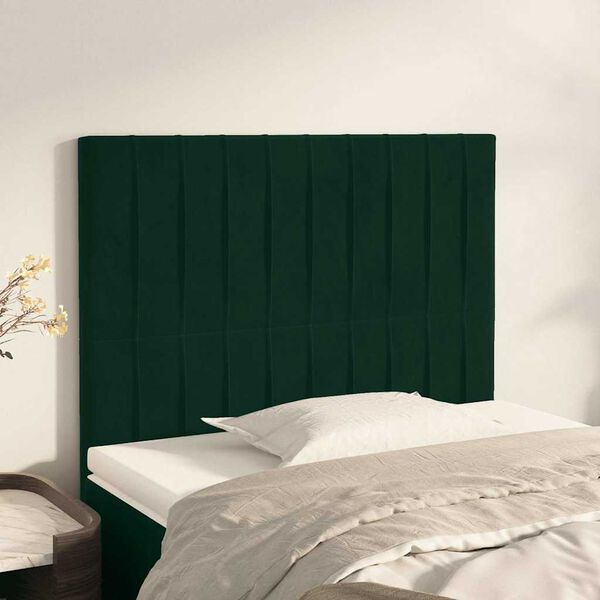 vidaXL T&ecirc;te de lit Vert fonc&eacute; 80x5x118/128 cm Velours