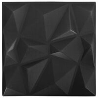 vidaXL Panneaux muraux 3D 12 pcs 50x50 cm Noir diamant 3 m²
