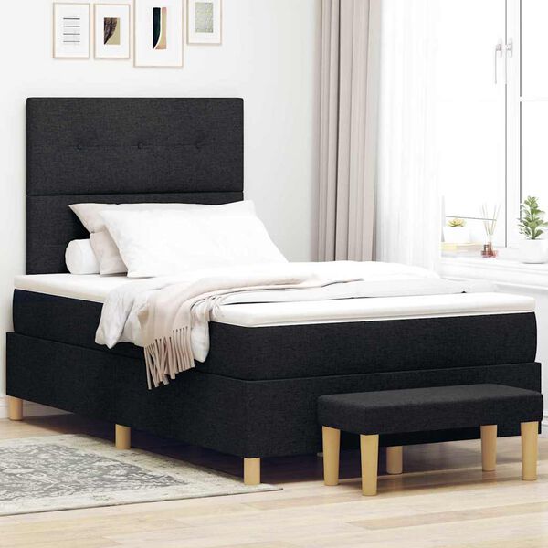 vidaXL Lit &agrave; ressorts avec matelas Noir 120 x 200 cm tissu