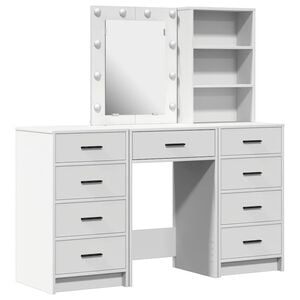 vidaXL Table de Toilette avec tiroir 3 pcs Blanc Bois d'ing&eacute;nierie