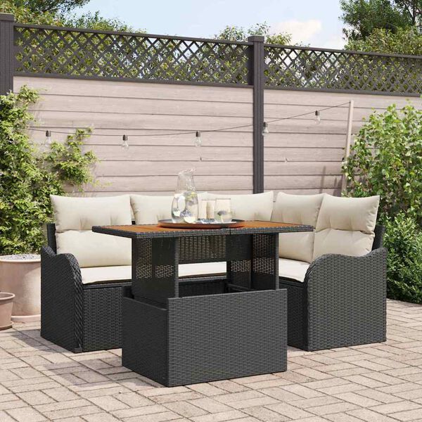 vidaXL Ensemble de canap&eacute; de jardin 5 pcs Noir Poly rotin