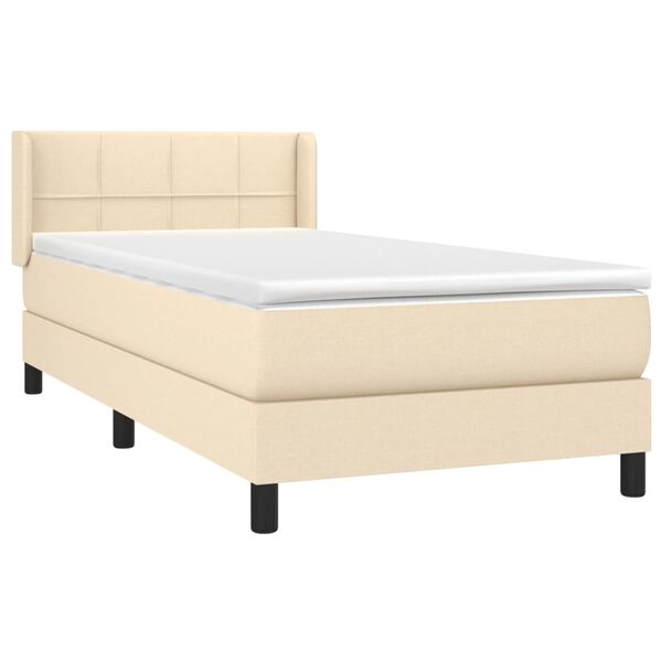 vidaXL Sommier &agrave; lattes de lit avec matelas Cr&egrave;me 80x200 cm Tissu