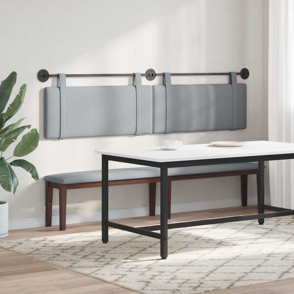 vidaXL T&ecirc;te de lit suspendue Uni Gris clair 210 x 55 x 5 cm tissu