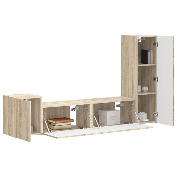 vidaXL Ensemble meuble TV 4 pcs Ch&ecirc;ne Sonoma Bois d'ing&eacute;nierie