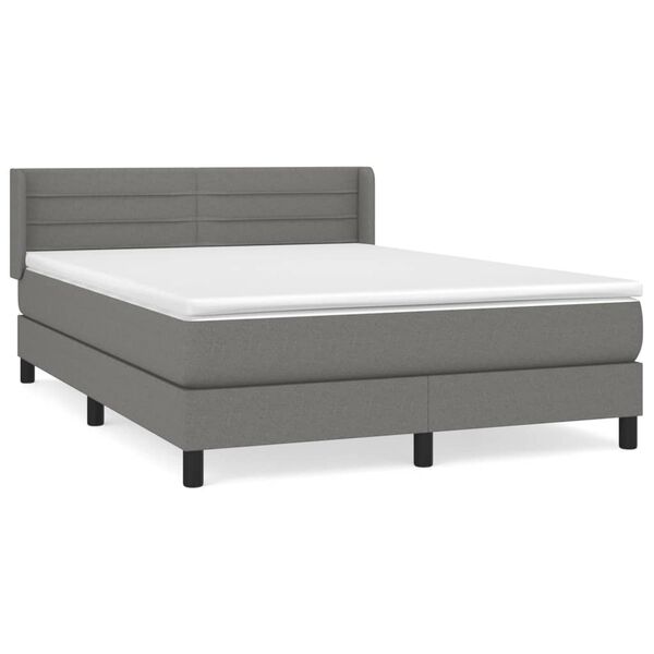 vidaXL Sommier &agrave; lattes de lit avec matelas Gris fonc&eacute; 140x190cm Tissu