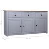 vidaXL Buffet Gris 135x40x80 cm Pin solide Assortiment Panama