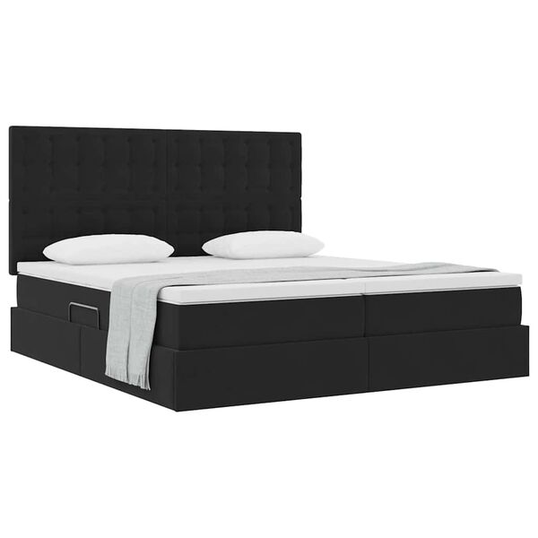 vidaXL Lit de Rangement avec matelas Noir 200 x 200 cm Velours