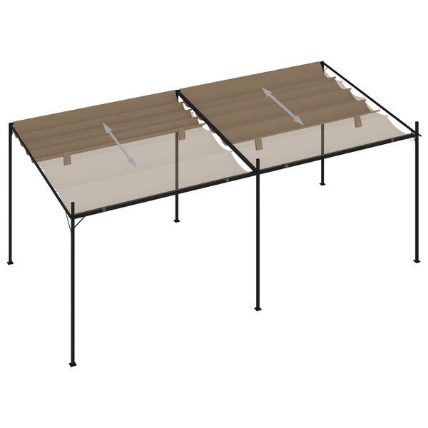 vidaXL Belvédère avec toit rétractable 600x300x233 cm Taupe