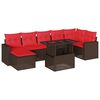 vidaXL Ensemble de canap&eacute; de jardin 8 pcs avec coussins marron r&eacute;sine tress&eacute;e