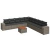 vidaXL Salon de jardin avec coussins 10 pcs gris r&eacute;sine tress&eacute;e