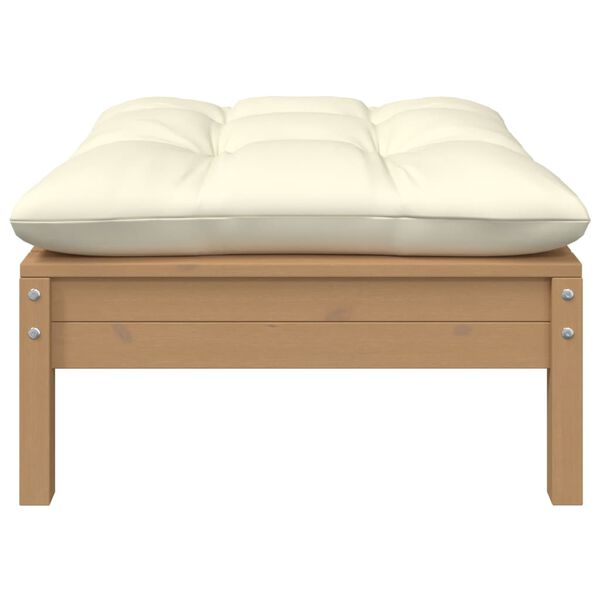 vidaXL Repose-pied de jardin avec coussin crème Bois de pin massif