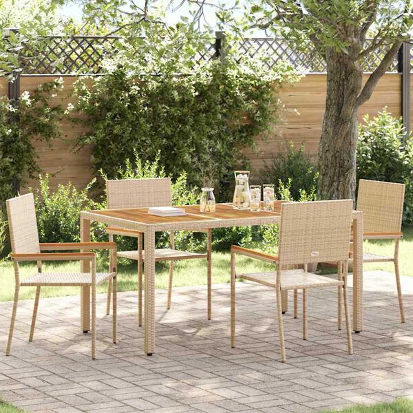 vidaXL Chaises empilables de jardin 4 pcs Crème et marron