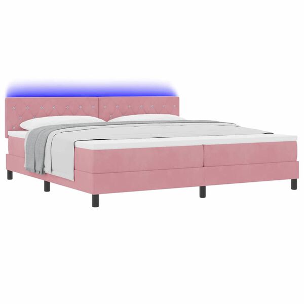vidaXL Lit &agrave; ressort LED avec matelas Rose 200 x 200 cm Velours