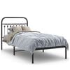 vidaXL Cadre de lit m&eacute;tal sans matelas avec t&ecirc;te de lit noir 90x190 cm
