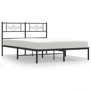 vidaXL Cadre de lit m&eacute;tal sans matelas avec t&ecirc;te de lit noir 120x200cm